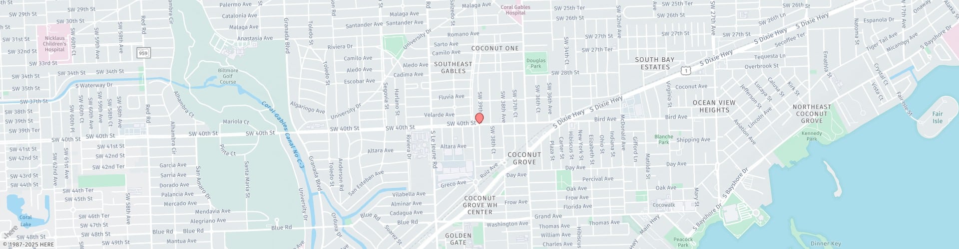 Location Map: 3850 Bird Rd. #103B Coral Gables, FL 33146